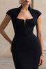 Load image into Gallery viewer, Black Square Neck Mermaid Cap Sleeves Long Formal Dress with Slit