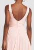 Load image into Gallery viewer, Pink Chiffon V-Neck Ruffled A-Line Long Formal Dress with Slit
