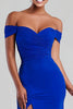Load image into Gallery viewer, Royal Blue Chiffon Mermaid Off the Shoulder Long Formal Dress with Slit