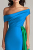 Load image into Gallery viewer, White and Black Satin One Shoulder Long Formal Dress with Ruffles