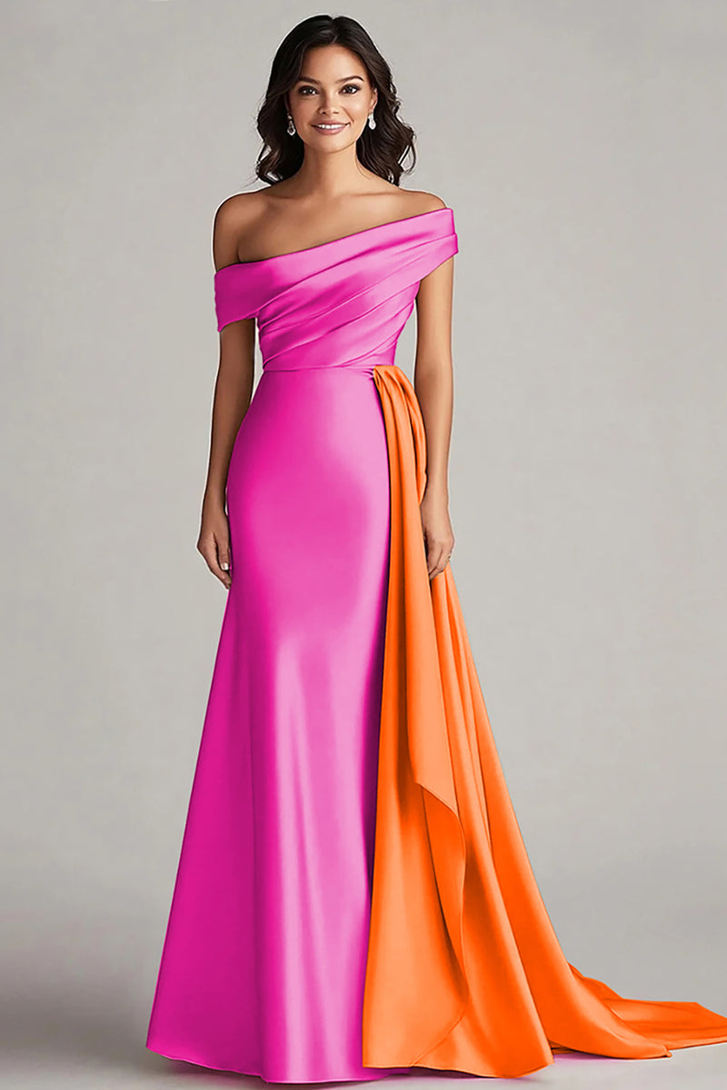 Load image into Gallery viewer, White and Black Satin One Shoulder Long Formal Dress with Ruffles