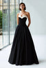 Load image into Gallery viewer, Black and White Satin Sweetheart A Line Long Formal Dress