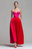 Load image into Gallery viewer, Red and Fuchsia A Line Satin Strapless Long Corset Formal Dress