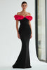 Load image into Gallery viewer, Black and Fuchsia Off the Shoulder Mermaid Long Formal Dress
