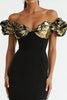 Load image into Gallery viewer, Glitter Black Mermaid Ruched Off the Shoulder Long Formal Dress