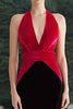 Load image into Gallery viewer, Black and Fuchsia  Patchwork Mermaid Ruched Long Formal Dress