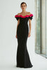 Load image into Gallery viewer, Black and Fuchsia Mermaid Off the Shoulder Long Formal Dress with Ruffles