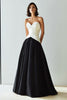 Load image into Gallery viewer, Simple Black and White Patchwork Sweetheart A Line Pleated Long Formal Dress