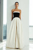 Load image into Gallery viewer, Simple Black and White Patchwork A Line Strapless Long Formal Dress