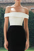 Load image into Gallery viewer, Simple Black and White Mermaid Off the Shoulder Patchwork Long Formal Dress