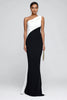 Load image into Gallery viewer, Simple Black and White Patchwork Mermaid One Shoulder Long Formal Dress