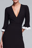 Load image into Gallery viewer, Black and White Mermaid V-Neck Half Sleeves Long Formal Dress with Ruffles