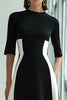 Load image into Gallery viewer, Black and White A Line Patchwork Half Sleeves Long Formal Dress