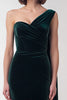 Load image into Gallery viewer, Dark Green Velvet Mermaid One Shoulder Long Holiday Party Dress