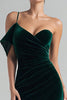 Load image into Gallery viewer, Dark Green Velvet Ruched Mermaid Long Holiday Party Dress