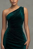 Load image into Gallery viewer, Dark Green Velvet One Shoulder Mermaid Maxi Holiday Party Dress