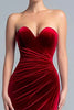 Load image into Gallery viewer, Burgundy Velvet Mermaid Sweetheart Long Holiday Party Dress with Slit