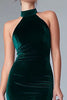 Load image into Gallery viewer, Dark Green Velvet Halter Ruffled Long Holiday Party Dress with Slit