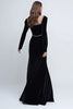 Load image into Gallery viewer, Sparkly Black Velvet Square Neck Long Holiday Party Dress with Beading