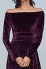 Load image into Gallery viewer, Plum Velvet A Line Long Sleeves Holiday Party Dress