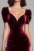 Load image into Gallery viewer, Burgundy Sheath Velvet Long Holiday Party Dress with Sleeves