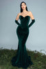 Load image into Gallery viewer, Dark Green Velvet Mermaid Sweetheart Long Corset Holiday Party Dress