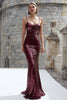Load image into Gallery viewer, Sparkly Burgundy Sequin Mermaid Long Holiday Party Dress