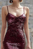 Load image into Gallery viewer, Sparkly Burgundy Sequin Mermaid Long Holiday Party Dress