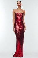 Load image into Gallery viewer, Sparkly Navy Sequin Mermaid Strapless Long Holiday Party Dress
