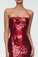Load image into Gallery viewer, Sparkly Navy Sequin Mermaid Strapless Long Holiday Party Dress