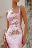 Load image into Gallery viewer, Sparkly Pink Sequin Mermaid Square Neck Long Holiday Party Dress
