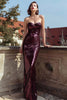 Load image into Gallery viewer, Sparkly Burgundy Sequin Sweetheart Mermaid Long Holiday Party Dress