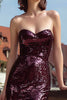 Load image into Gallery viewer, Sparkly Burgundy Sequin Sweetheart Mermaid Long Holiday Party Dress
