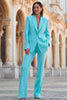 Load image into Gallery viewer, Turquoise 2 Piece Peak Lapel Long Sleeves Business Suits with Pockets