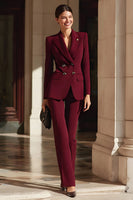 Load image into Gallery viewer, 2 Piece Burgundy Peak Lapel Double Breasted Business Suits
