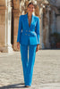 Load image into Gallery viewer, 2 Piece Blue Peak Lapel Double Breasted Business Suits