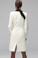 Load image into Gallery viewer, Ivory Black Double Breasted Shawl Lapel Short Blazer Dress with Sleeves