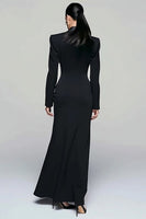 Load image into Gallery viewer, Black Pencil Peak Lapel Double Breasted Long Sleeves Blazer Dress