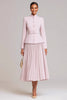 Load image into Gallery viewer, 2 Piece Light Pink High Neck Business Suits with Belt