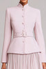 Load image into Gallery viewer, 2 Piece Light Pink High Neck Business Suits with Belt