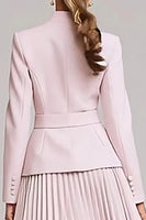 Load image into Gallery viewer, 2 Piece Light Pink High Neck Business Suits with Belt