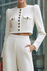 Load image into Gallery viewer, 2 Piece Ivory Tweed Single Breasted Interview Outfits with Pockets
