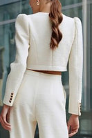 Load image into Gallery viewer, 2 Piece Ivory Tweed Single Breasted Interview Outfits with Pockets