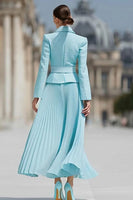 Load image into Gallery viewer, 2 Piece Light Blue Chiffon A Line Notched Lapel Business Suits with Belt