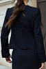 Load image into Gallery viewer, 2 Piece Black Tweed Single Breasted Interview Outfits with Slit