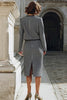 Load image into Gallery viewer, 2 Piece Grey Tweed Single Breasted Pencil Midi Interview Outfits