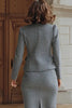 Load image into Gallery viewer, 2 Piece Grey Tweed Single Breasted Pencil Midi Interview Outfits