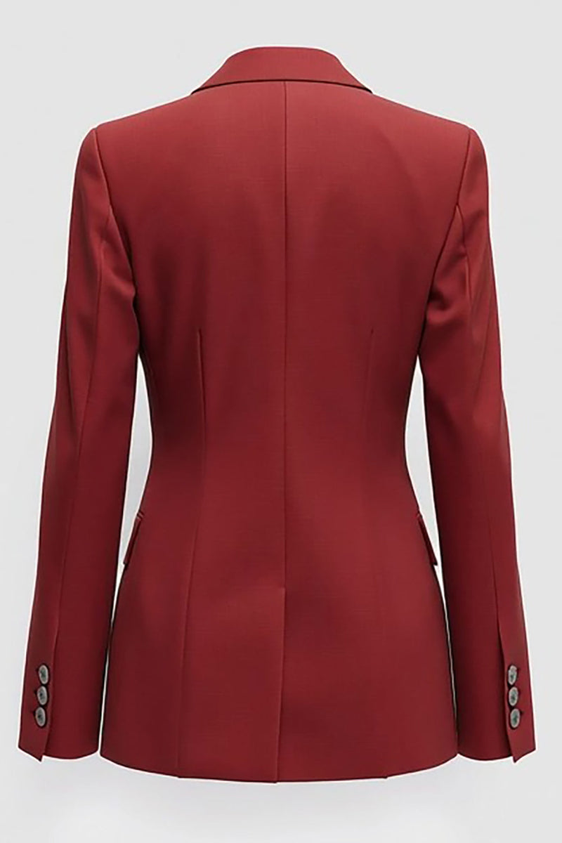 Load image into Gallery viewer, Dark Red Slim Fitted Peak Lapel Prom Blazer with Button