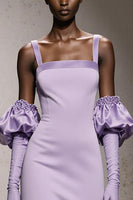 Load image into Gallery viewer, Light Purple Satin Mermaid Thick Straps Long Formal Dress