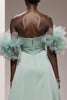 Load image into Gallery viewer, Mint Green Satin Strapless Mermaid Ruched Long Formal Dress with Sash